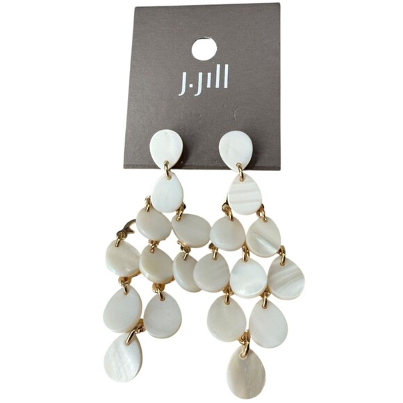 J. Jill Chandelier Earrings Ivory Seaside Oasis Shell Teardrop Dangle Bridal NWT - Picture 5 of 10